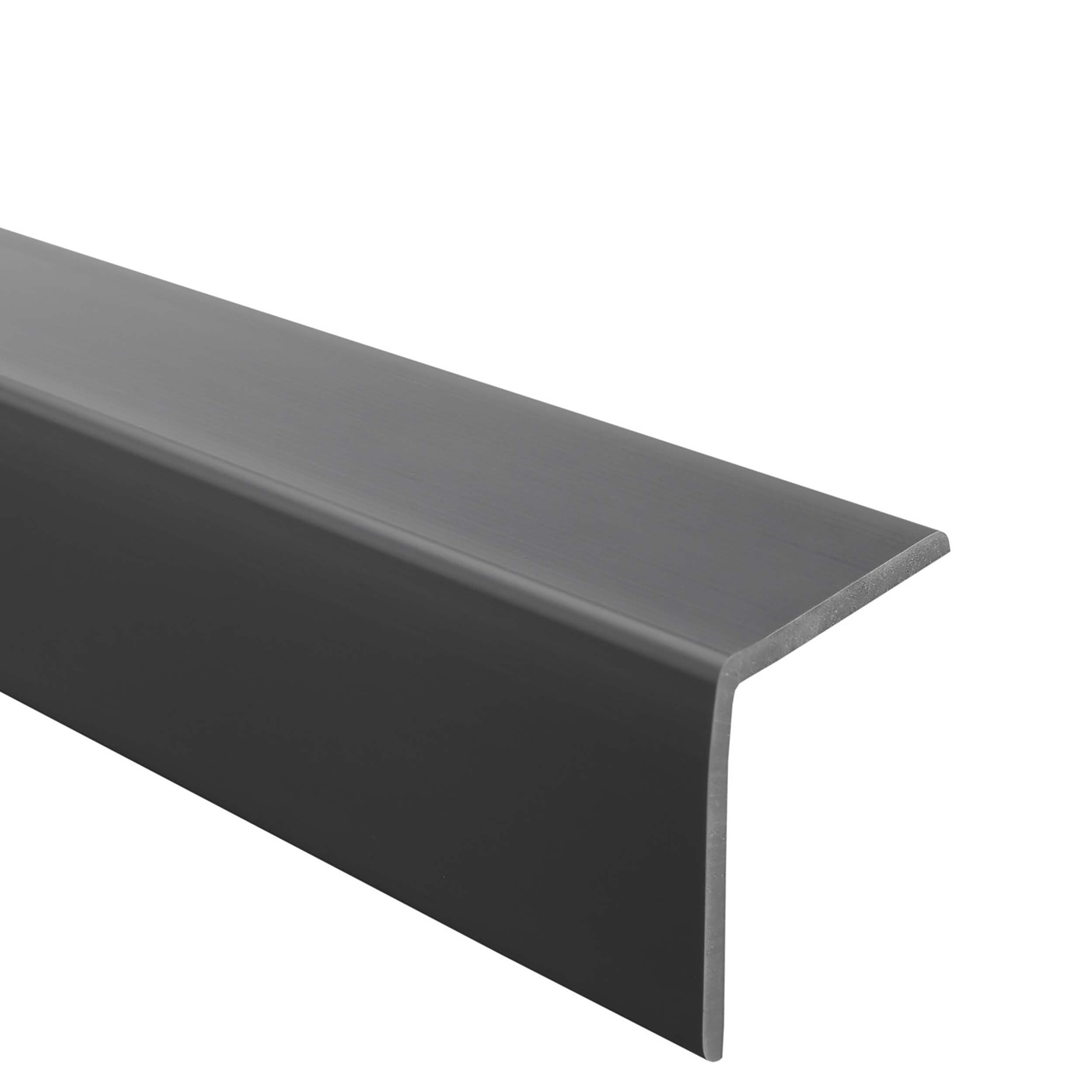 Quest Winkelprofil 50x50mm Kantenschutzwinkel Winkelleiste Eckenschutz – PVC Kunststoff – Ohne Klebeband (Dunkelgrau, 70cm)