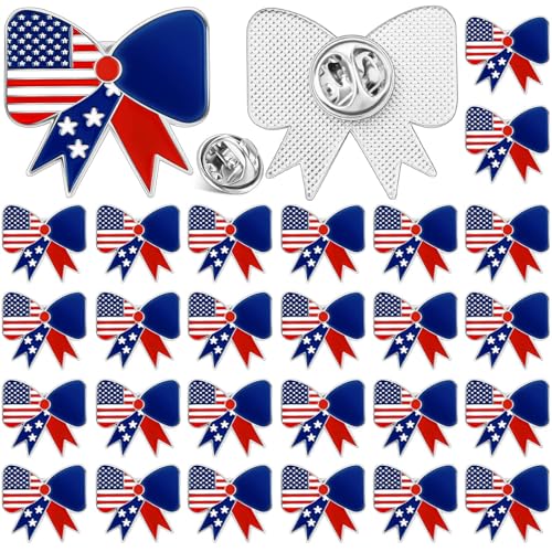 Image of Tondiamo Patriotic Lapel Pins Gift Bulk USA Flag Brooch Badges for Memorial Day 4th of July Veteran Soldier Remembrance Favor