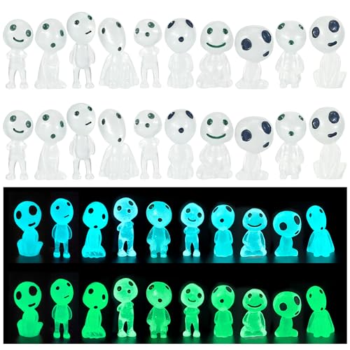 HO-SFSM 20 Piezas Elfos de Árboles Luminosos, Princesa Mononok Figura Princesa, Accesorios de Estatuas en Miniatura para Decoraciones Interiores y Exteriores (Azul e Verde)