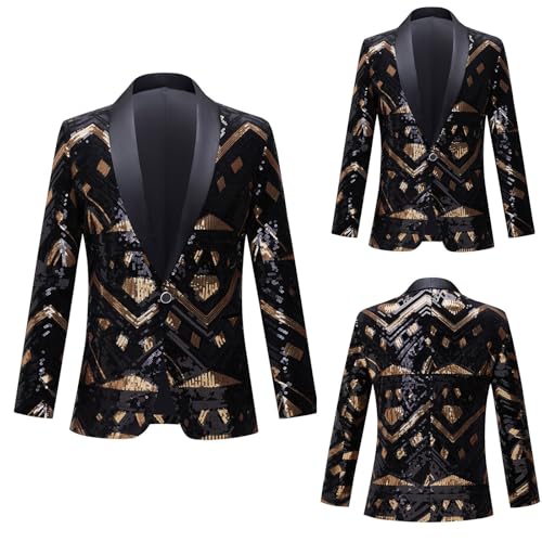 Veste à paillettes homme disco coupe droite pour soirée - 6