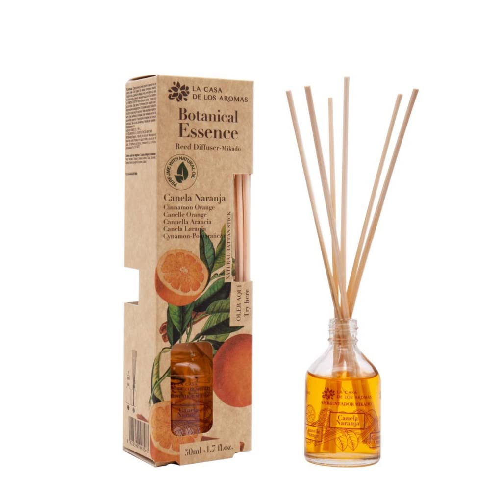 BricoLoco.com. Profumatore Mikado botanico cannella arancione da 50 ml più comodo e sicuro delle candele. Deodorante per casa, casa, camera. Aroma dolce (4)