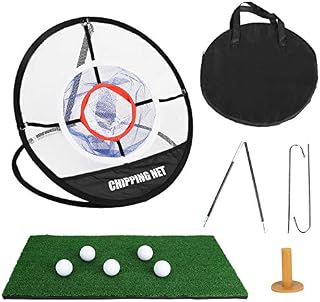 Achort Golf Training Set, Golf Chipping Net and Mat, Collapsible Pop Up Golf Practice Net, Golf Training Aids with Chipping Net, Putting Mat, Golf Ball, Golf Tee for Training Practice Indoor Outdoor