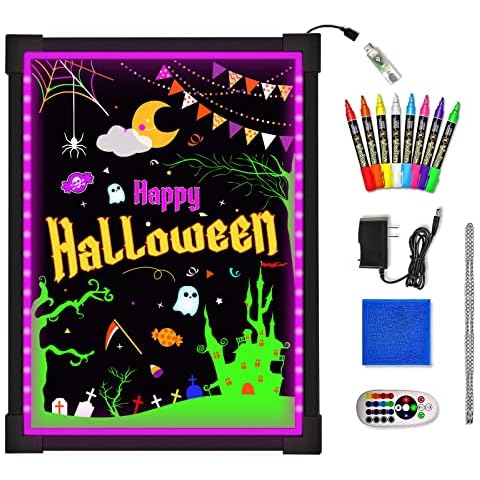 Woodsam LED Board Sign with Neon Chalk Marker Decor for School, Wedding, Bar, Restaurant, Kitchen, and Home Cover