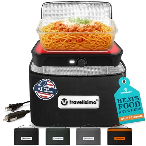 TRAVELISIMO Portable Oven, Electric Lunch Box - 12V/24V/110V Food Warmer Lunch...