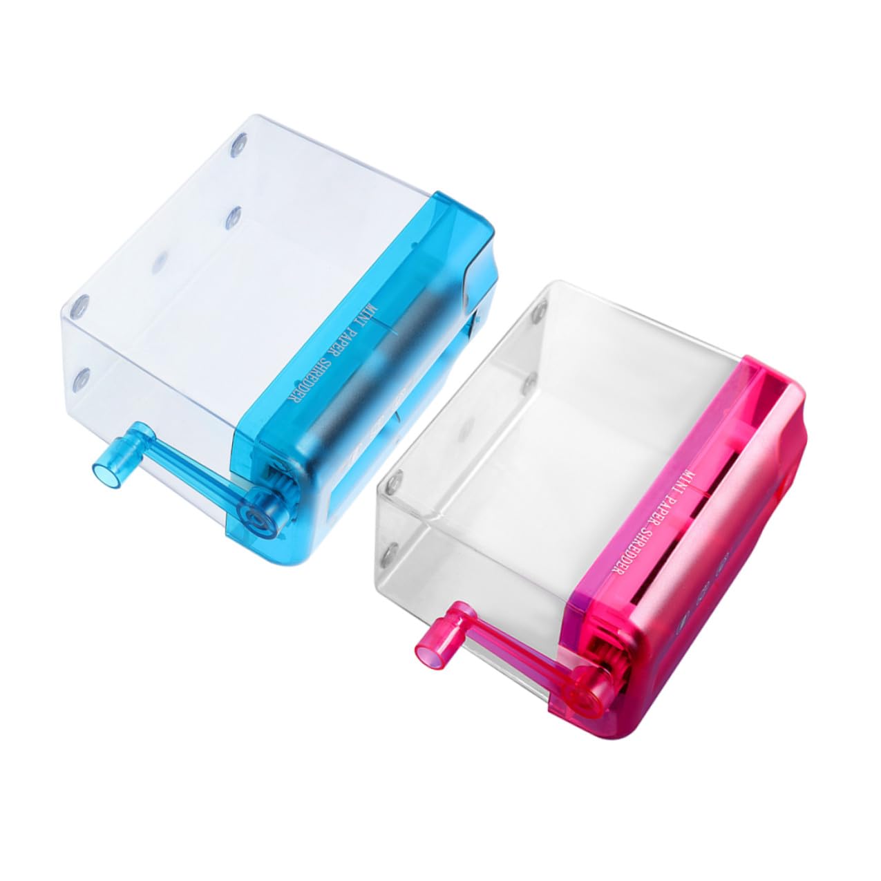 Lot de 2 Destructeurs de Papier Manuels Portables A6 pour Bureau et Domicile Mini Machine à Déchiqueter Manuelle Compacte Portable et Pratique Couleur Rose et Bleu