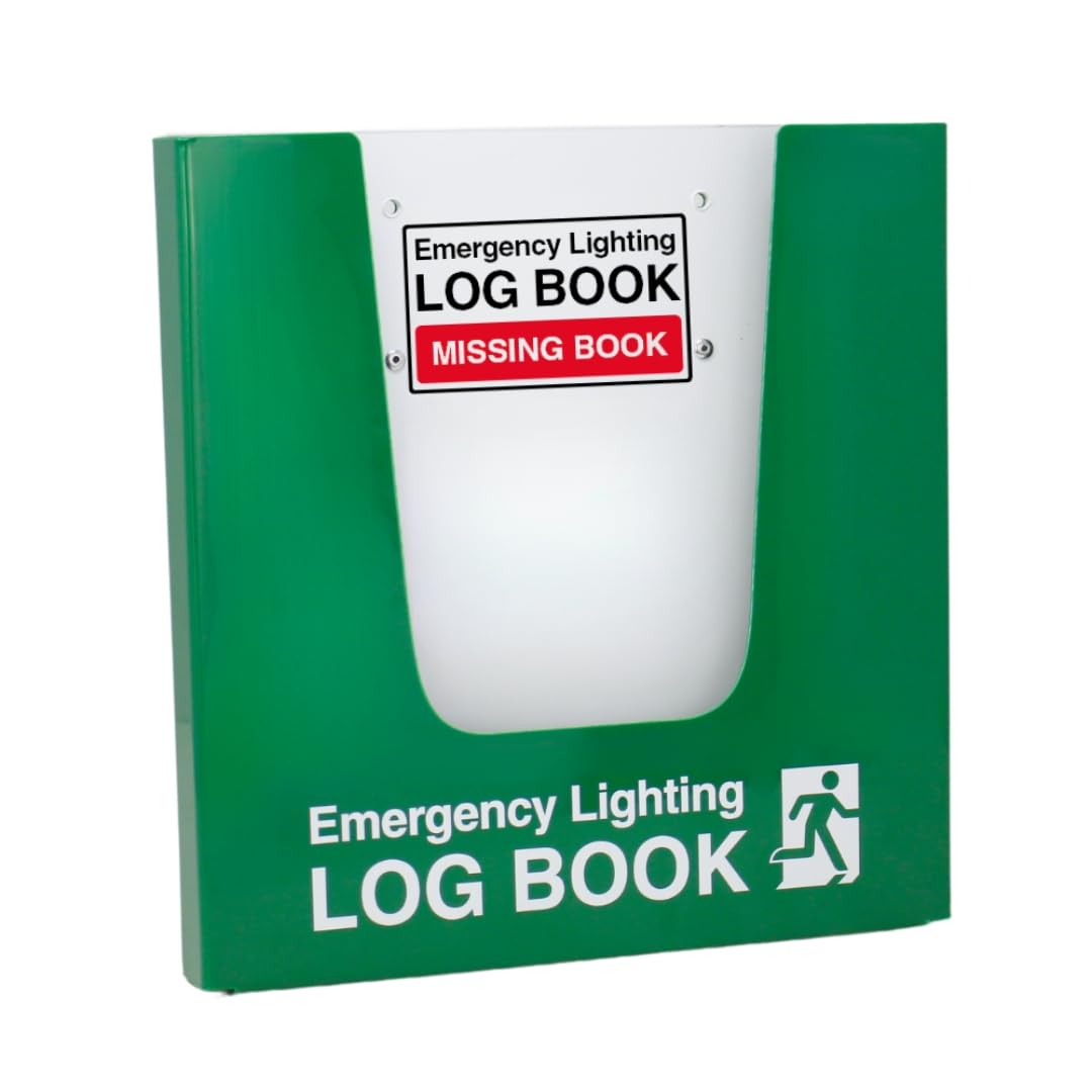 V Safety Emergency Lighting Log Book Holder - Wall-Mountable 2 mm Plastic Wallet, 250 × 240 mm, Green - Image 2