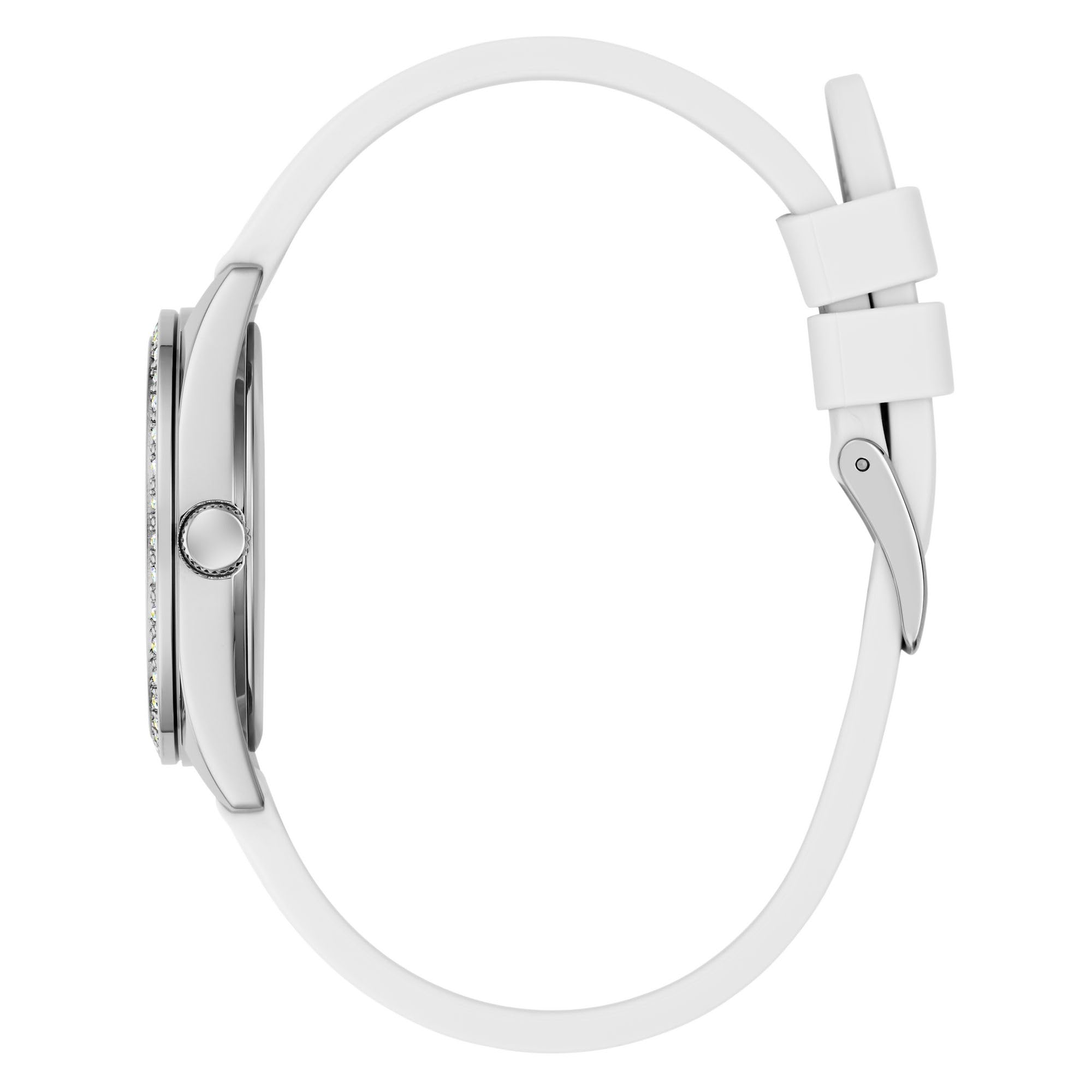 GUESS Reloj de Mujer AVA GW1042L1 Analógico, Movimiento Cuarzo, Caja Acero Inoxidable, Correa Blanca de Silicona