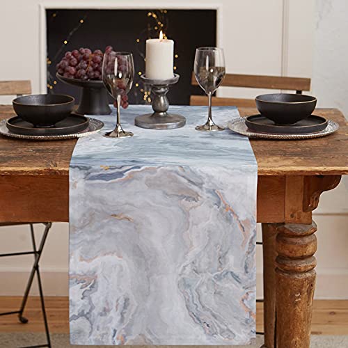 Housein Table Runner, Marble Ocean Tecture For Dining Room, Kitchen, Living Room, Holiday And Party Table Decor 13"X70" #TOP1