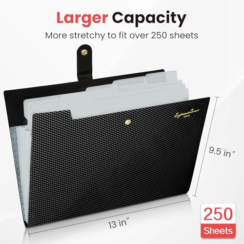 Image of Sooez Accordion File Organizer, Expanding File Folder with Label, 5 Pocket