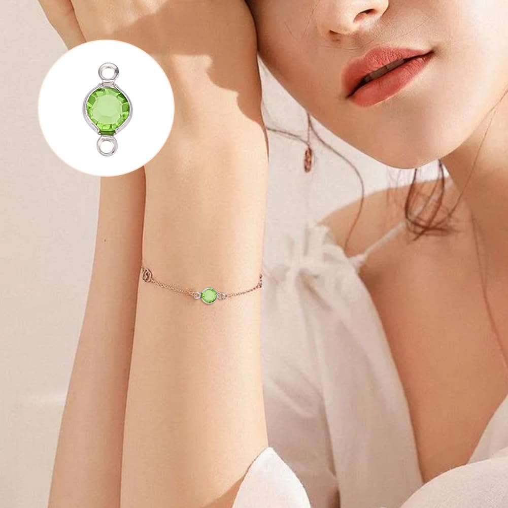 DELORIGIN 60pcs Double Loops Charm Connectors for Jewelry Making 6 Colors 304 Stainless Steel with Gemstone Flat Round Links Charms Double Loop Ring Charm for Necklace Bracelet Earring Pendants - Image 5