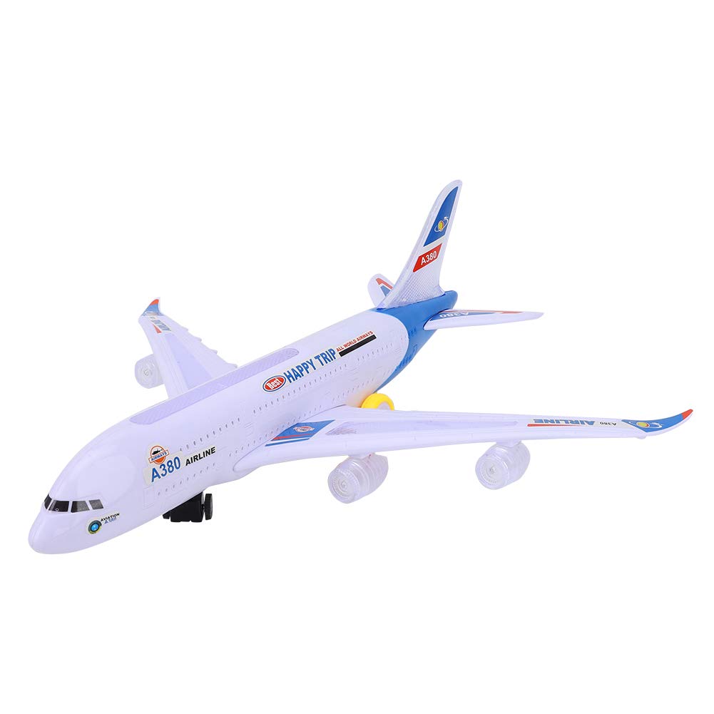 Avión A380 de 43 cm de Largo, Modelo eléctrico con Sonido y luz para niños | Avión de Juguete de ABS Duradero con Ajuste automático de dirección | Regalo Ideal para niños de 3 años en adelante