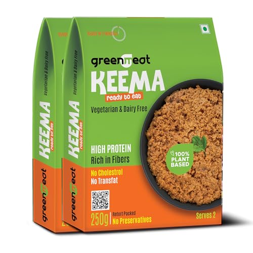 Image of Greenmeat Keema | Ready to Eat | 100% Plant Based & Vegetarian | Protein & Fibre Rich | Low Fat & Zero Cholesterol | No Preservatives | Pack of 2 (2 x 250g)