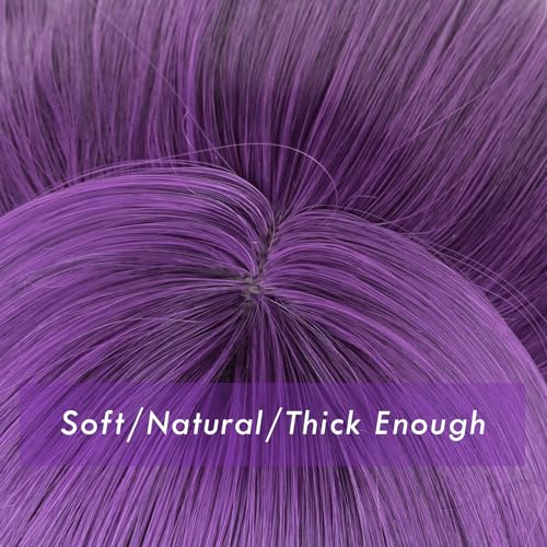 Image of Wiggy Mermaid Fern Cosplay Wig for Women Long Purple Straight Wig with Bangs + Wig Cap for Halloween Christians Costume