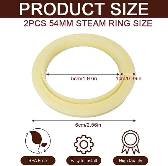 Coffee Machine Brew Group Head Seal Gasket, 54mm Silicone Steam Ring 2Pcs for Breville Espresso Machines 870/878/880/860/840/810/500 and Sage Barista Express 880/878/875