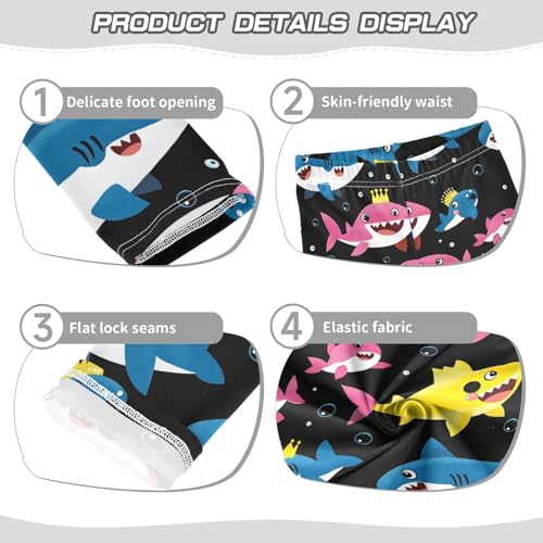 Shark Crown Bubbles Girls' Leggings Toddler Doodles Cute Kids Yoga Pants Dance Active Tights 4T3