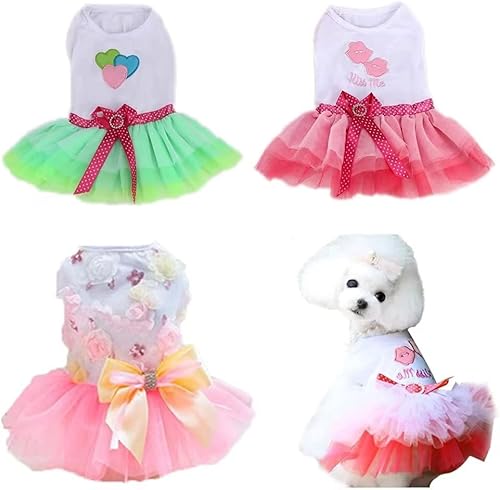 Clopon Vestidos para cachorros para niñas pequeñas, faldas para perros chihuahua, Yorkies, ropa de bulldog, ropa para gatos, talla XS