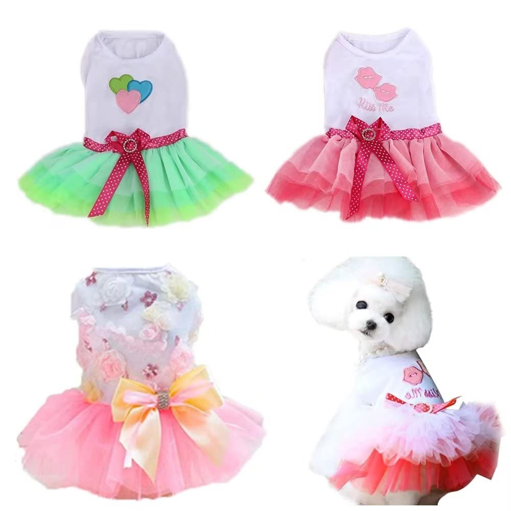 Clopon Dog Dress Puppy Birthday Clothes for Large Yorkie Dogs Christmas Tiny Girl Floral Princess Dress XL