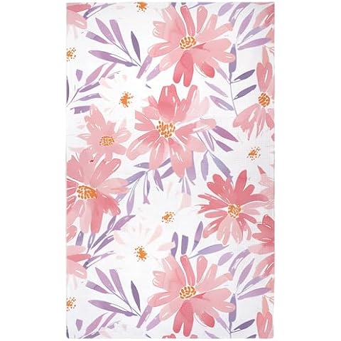 Eunzel Kitchen Tea Towel, Quick Dry Microfiber Dish Towels with Hanging Loop for Kitchen Drying 18" x 30", Blush Floral Breeze Cover