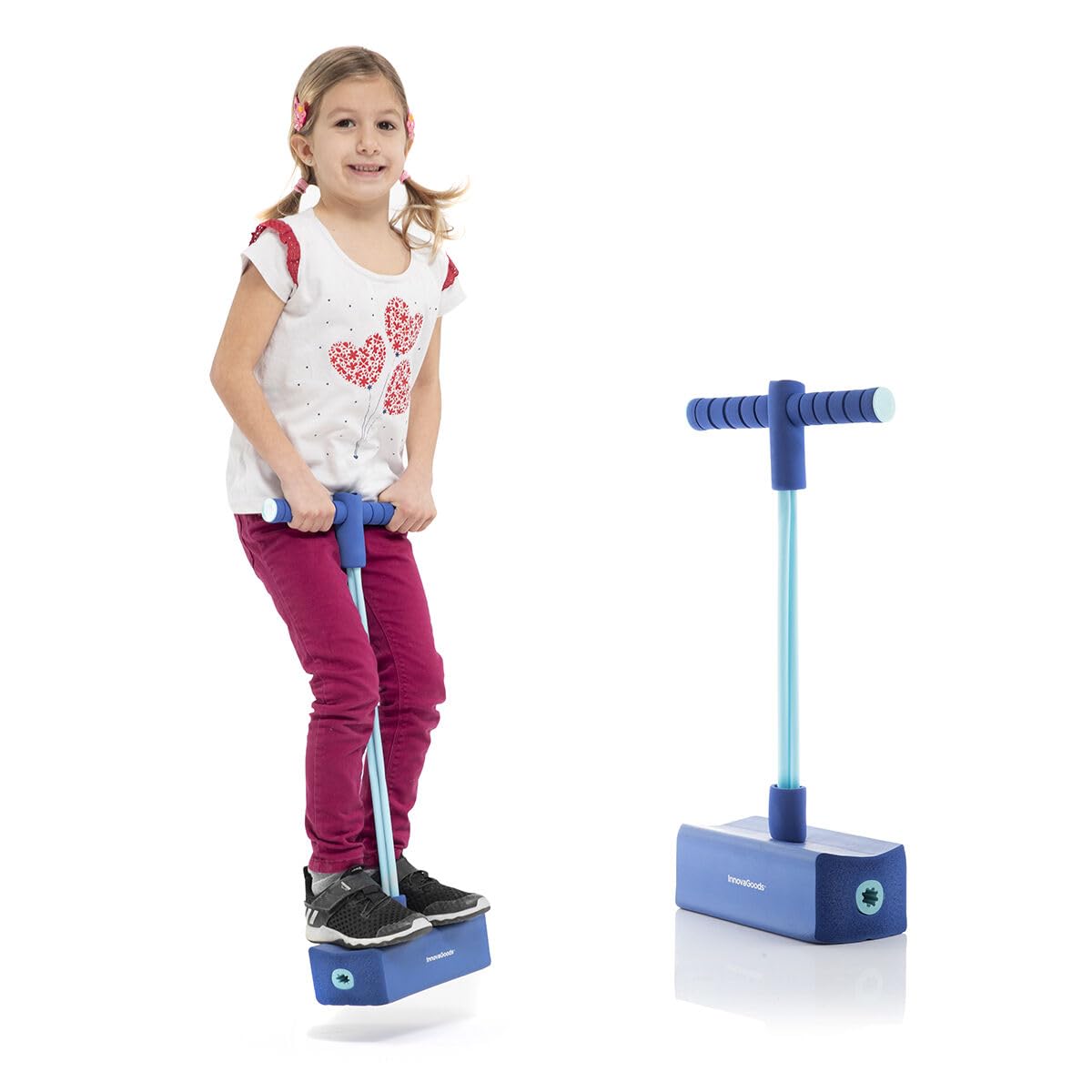 InnovaGoods® Pogo saltarín, Pogo para Actividades Infantiles y Familiares, Ejercicio y Habilidades físicas, Pogo saltarin con Sonido de Brinco, Cumpleaños para Niños +3 Años.