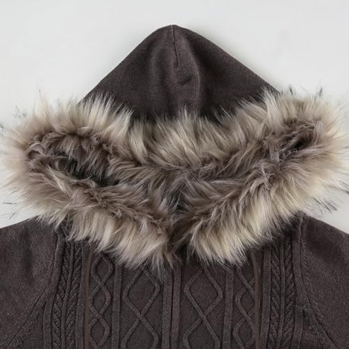 LRF Knitted Oversized Fur Collar Cozy Trendy Sweater Cute Sexy Casual Vintage Warm Blown Gray Sweater3