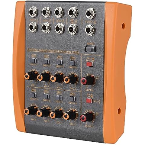 summina 8-Channel Mixing Console Ultra Low Noise 8 Channels Line Stereo Mixer Mono/Stereo Switching Compact Digital Audio Mixer for Guitar Bass Cover