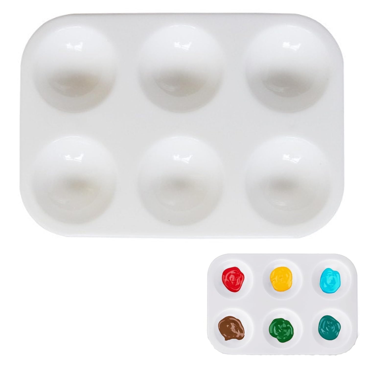 12Pcs Pallet paint trays, 6 Hole Square Pallets for Painting Tools, Art Classes, DIY Crafts & Creative Projects