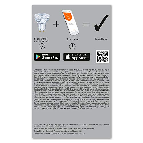 LEDVANCE Lámpara reflectora LED inteligente con tecnología WiFi, base GU10, color de luz intercambiable(2700-6500K), colores RGB intercambiables, regulable, reemplazo de 50W, SMART+ SPOT, paquete de 3 - imagen 2