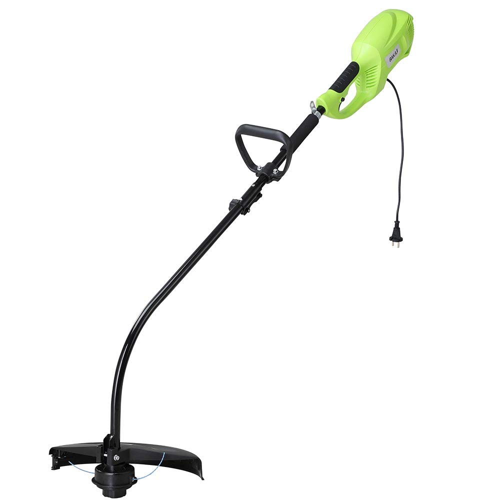 BAKAJI Desbrozadora eléctrica 1000 W 7300 RPM Diámetro Corte 35 cm Cortacésped con Doble Mango Antideslizante cortacésped jardín con Correa y Cable de Nailon de 6 m Incluido