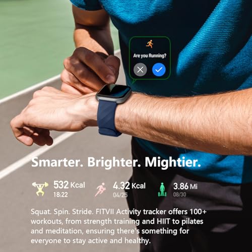 Image of FITVII Health & Fitness Tracker (Answer /Make Calls), Smart Watch with 24 /7 Heart Rate and Blood Pressure, Sleep Tracking, Blood Oxygen Monitor, 120+ Sport Modes Activity Tracker for Women Men