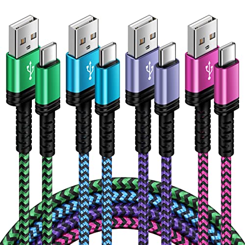 [6FT,4 Pack ] Android Fast Charging Cable,USB A to Type C Phone Cord C Port Car Cable for Samsung Galaxy S24,A15,S23 A13,A03S,S21,S22,A73,A33,A52,Z Flip 5/4,Z Fold 5/4;Google Pixel 8Pro 7a 6,iPhone 15
