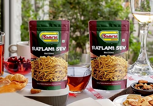 Image of Samrat | Ratlami Sev Bhujia Hot Slims Magic of Spicy & Crispy Taste in Flavorful Namkeen Snacks | Ghar Jaisi Hi Namkeen | (Pack of 2 (2 x 1.K.g))