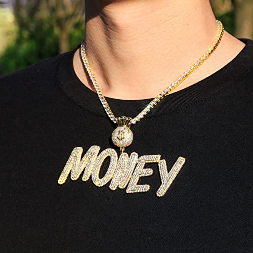 Lulu Mel Iced Out Custom Chain Initial Name Necklace, Hip Hop Jewelry 14k Gold Silver Handmade nameplate with 4mm Tennis Chain, Personalized Stainless Steel Cuban Link necklace For Man and Woman2