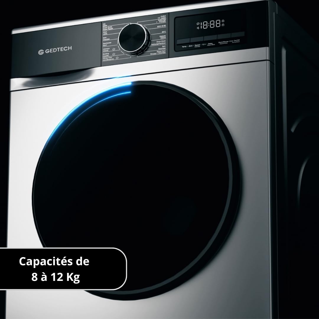 GEDTECH Lave-linge frontal GLL121400WH 12 Kg 1400 tr/mn 16 programmes Blanc