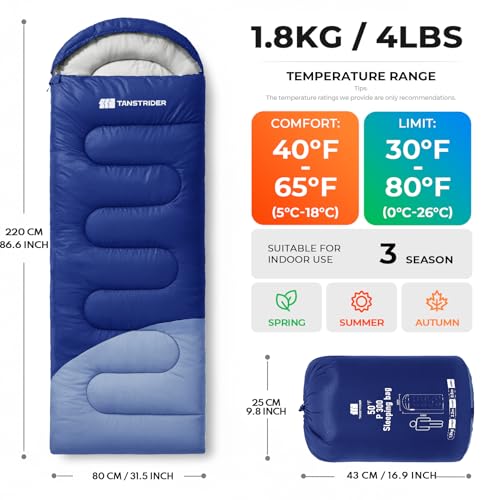 Image of Sleeping Bags for Adults, Camping Sleeping Bag with WaterResistant & TearResistant, Lightweight 4lb Sleeping Bag Warm for Backpacking, Hiking, Summer Camp & Indoor Use - Anti-Snag Zipper