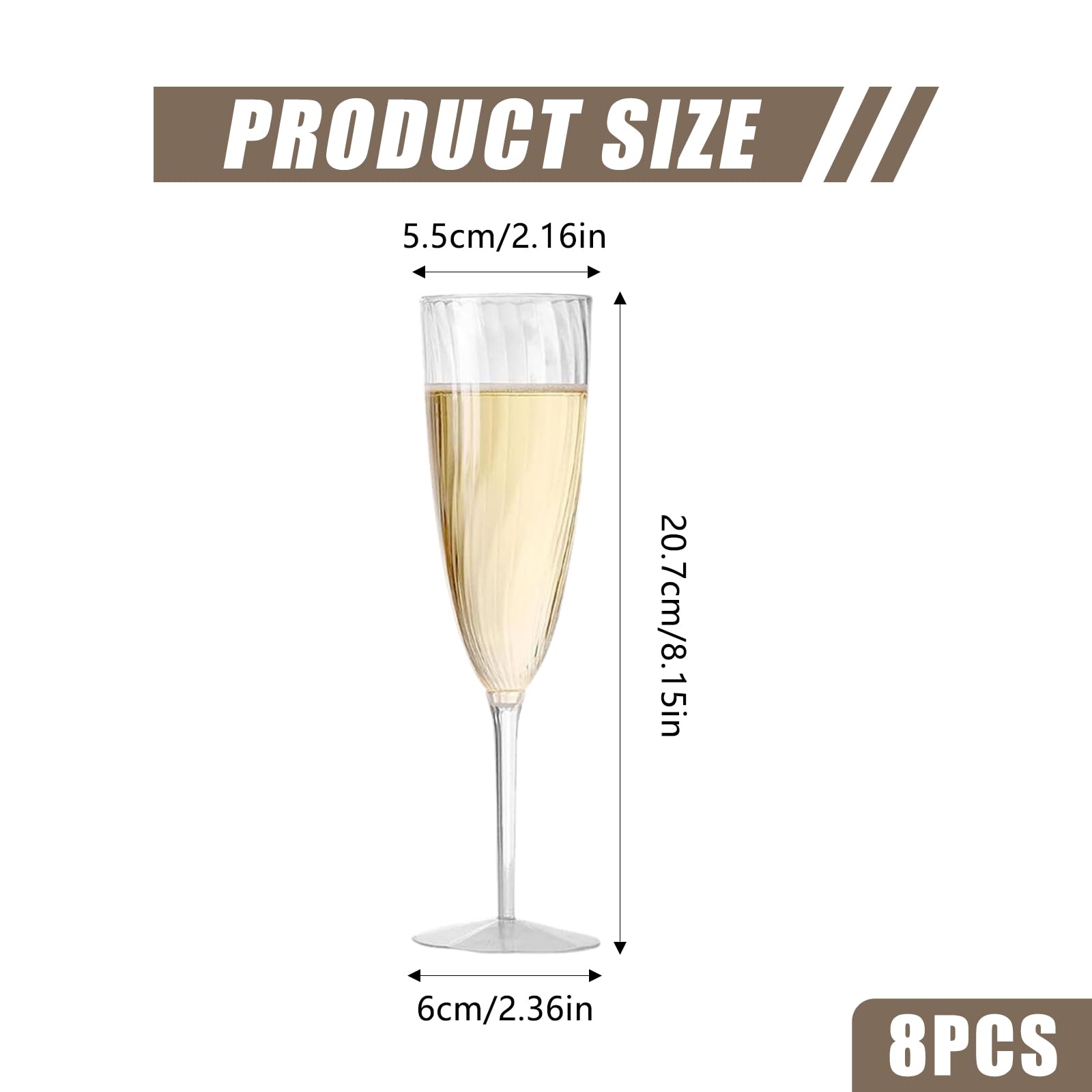 CutitiUU 8 PCS Plastic Threaded Champagne Glasses,Premium Elegant Plastic Champagne Flutes,Champagne Glasses Reusable,Cocktail Prosecco Glasses for Weddings,Birthdays,Christmas,BBQ (6oz) - Image 2