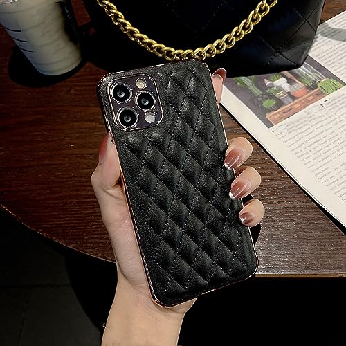Coque en cuir souple style treillis de placage noir pour iPhone XR en rendez-vous
