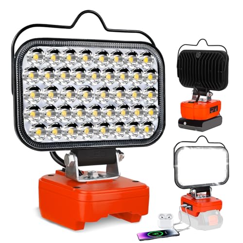 Image of Cordless LED Work Light Compatible with Black+Decker 20V Max Battery, 90W 7000LM Flood Light with USB & Type-C, Low Voltage Protection for Garage Outdoor Job Site Lighting (Tool Only)