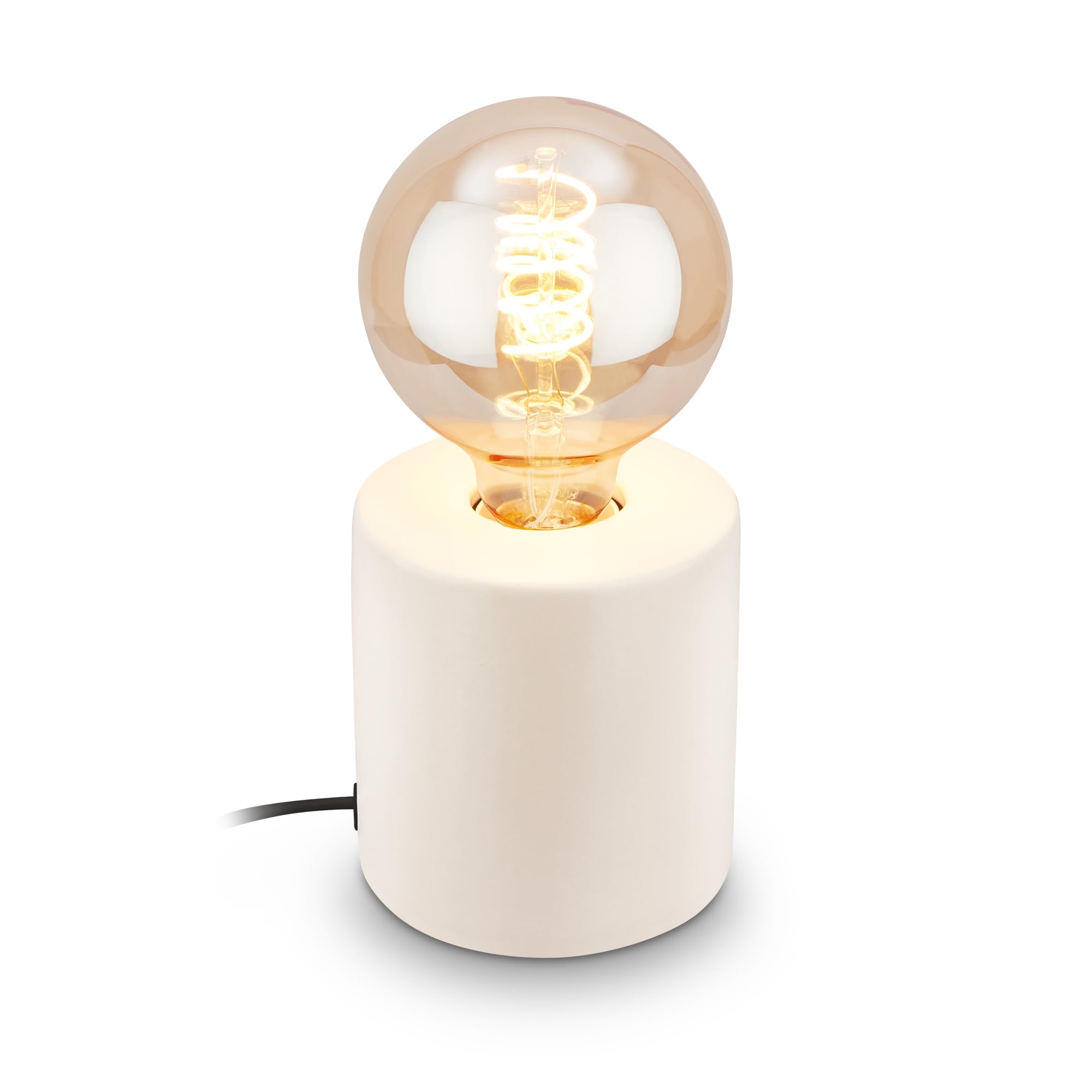 BRILONER - Lampa stołowa z przełącznikiem kablowym, ceramiczna podstawa, E27, maks. 10 W, lampka nocna, lampka, lampa biurowa, lampka do czytania, 10 x 10,3 cm, stara biel