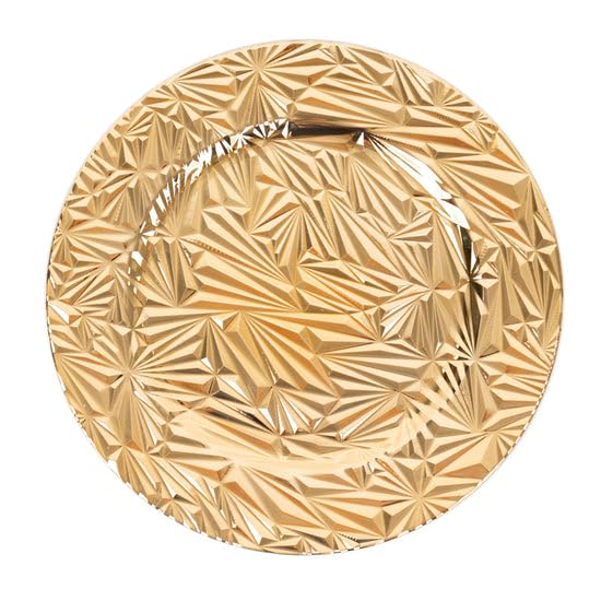 6 Platos Cargadores Redondos Plástico Dorado 13" miniatura 3