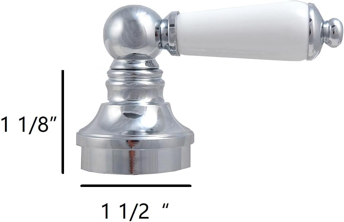 Fit Price Pfister Lever Porcelain Handles, Fit Pfister Compression Stems 12 Spline Connection, with Chrome Plated Trim - by PlumbUSA