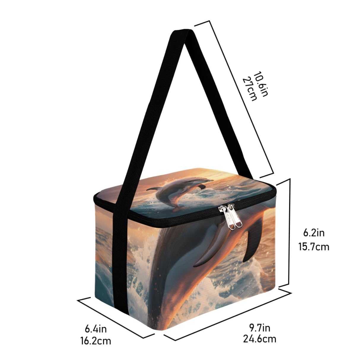 GzLeyigou Lunch Bags for Women Men 9 Cans,Aquatic Animal Hot & Cold Food Delivery Bag Insulated Grocery Bag Insulated Lunch Box Dolphin Cooler Bag for Office Work Picnic Beach