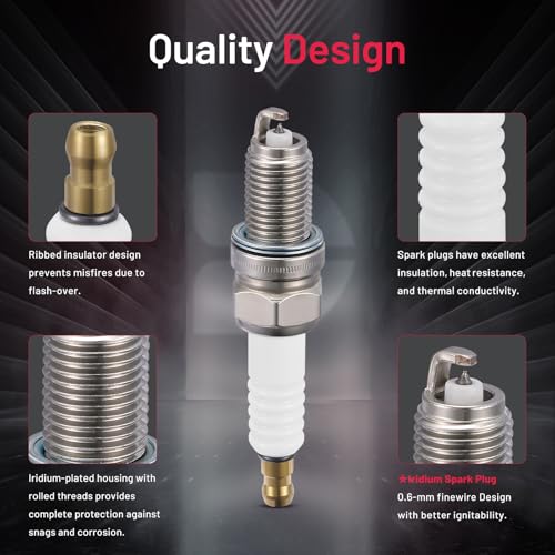 Image of BDFHYK 6046 Iridium Spark Plugs Compatible with Fiat 2012-2017 500 1.4L L4 for Chevy 2013-2015 Spark 1.2L L4 Engines Replacement for 97637 DCPR7EIX Set of 2