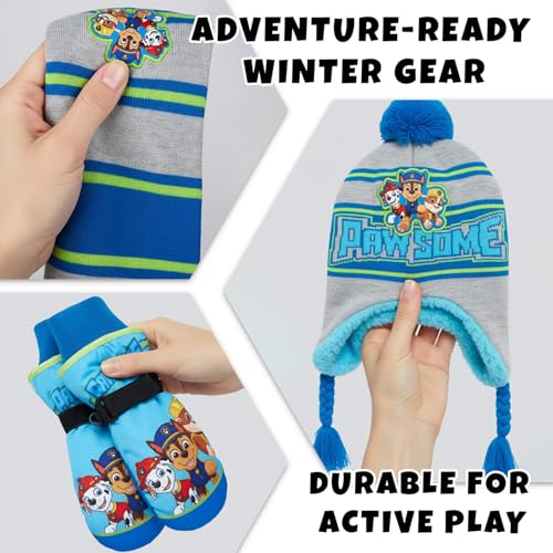 Image of Nickelodeon Boys' Paw Patrol Winter Hat Set - 3 Piece Beanie, Gloves or Mittens, and Scarf (2-7)