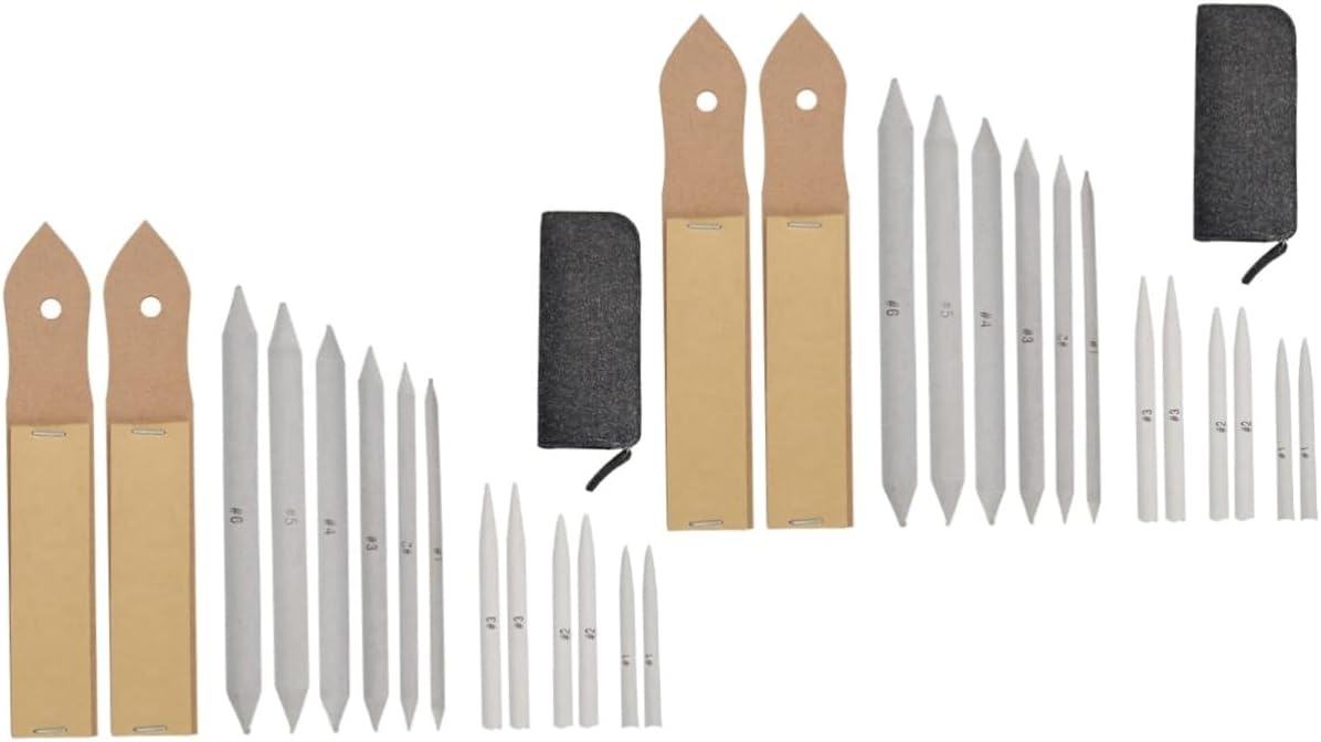 EXCEART 30pcs Art Drawing Stumps Set Sandpaper Pencil Sharpener Sketching Tools for Beginners