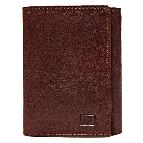 ID Stronghold Slim RFID Trifold Wallet for Men - Genuine Buffalo Leather - Whiskey
