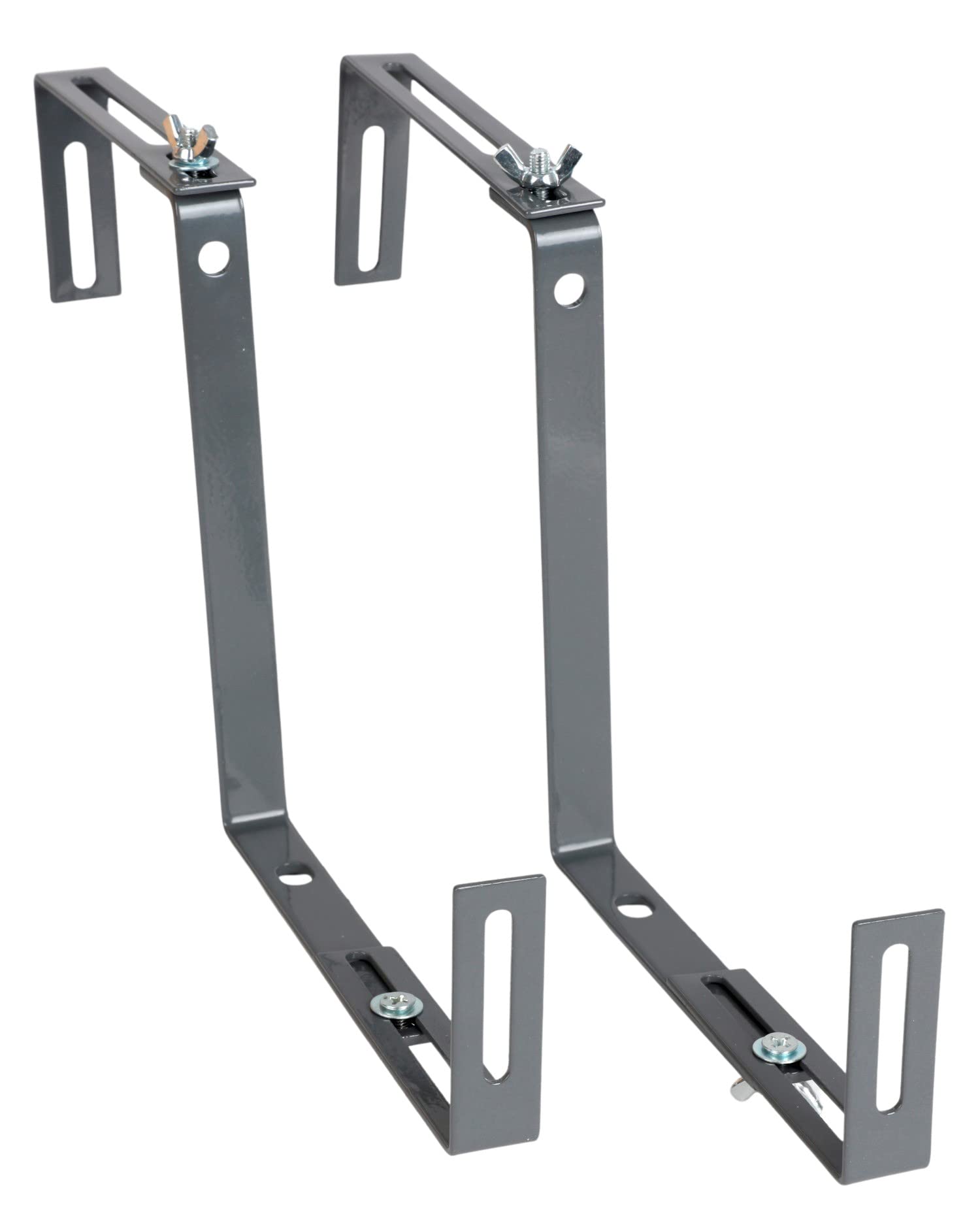 Blumenkastenhalter Grau 8er Set Balkonhalter Geländerhalter ohne Bohren | BURI, Geländerhalterung, wetterfest, universell, stabile Befestigung, Brüstung, Kunststoff, langlebig, einfache Montage