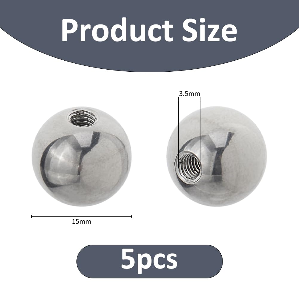 SUPERFINDINGS 5Pcs M4x15mm Ball Nuts Knob Female Thread Ball Nut Caps Silver Replacement Chromium Steel Balls Screw Caps Round Lamp Decoration for Lighting Machinery DIY - Image 2