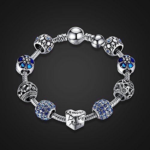 YOUFENG Love Beads Charms Bracelet for Women Snake Chain Unicorn Charm Flower Charms Bracelets Birthday Gifts for Her Amethyst Bracelet - Image 5