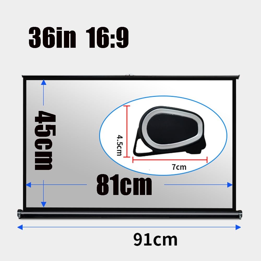 127 cm ręczny ekran projekcyjny, bez zagnieceń, ekrany do projekcji wideo do prezentacji w klasie (91 cm - 16:9)