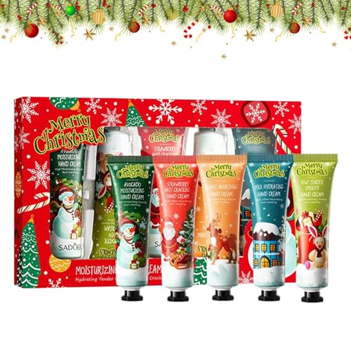 Conjunto de cremes para mãos, mini creme de mãos, jogo de Natal, creme de mãos para mãos secas, presente de Natal para mulheres/mãe, presente para mulheres, 5 unidades